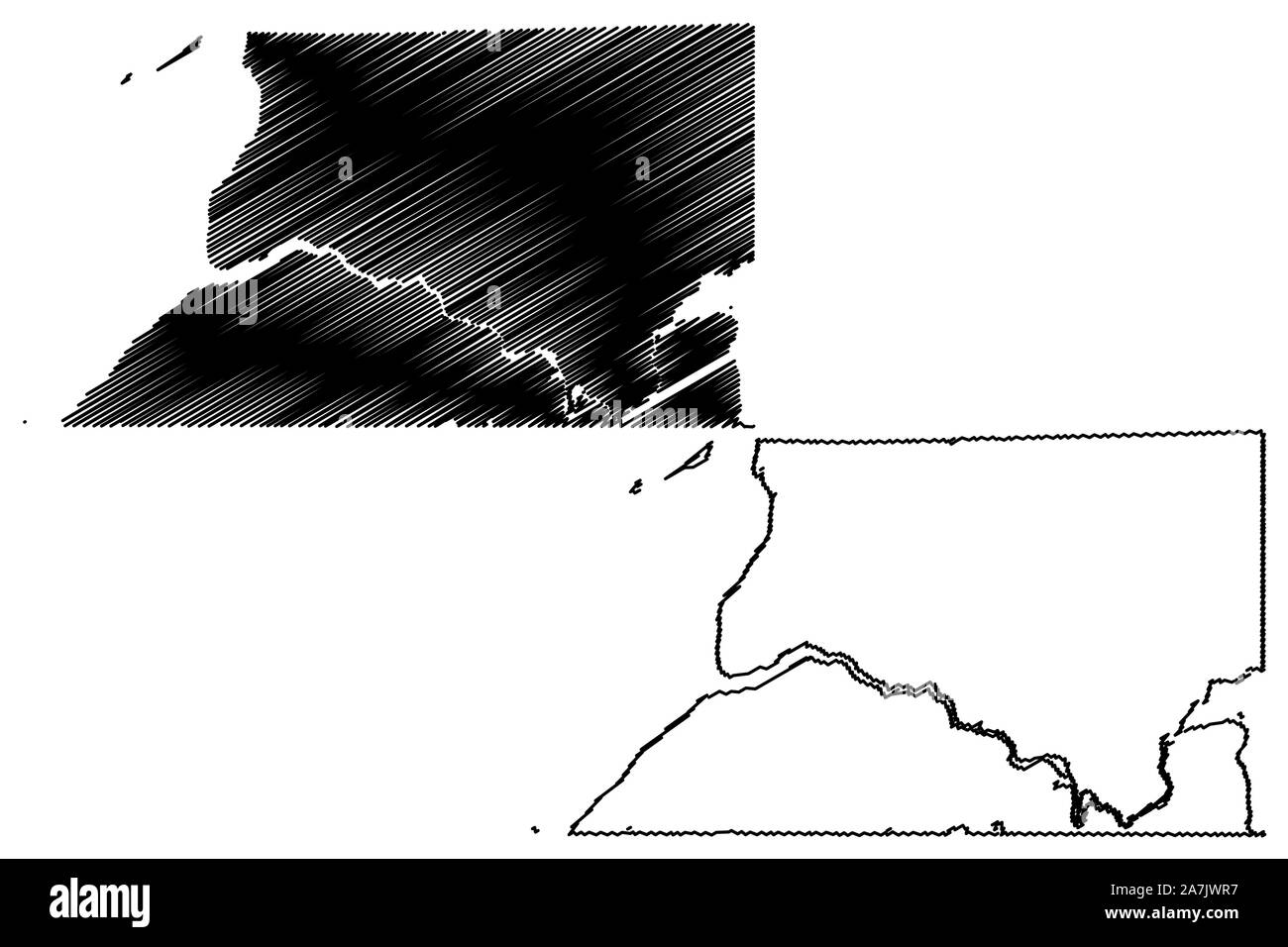 Bristol Bay Borough, Alaska (comuni e zone di censimento in Alaska, Stati Uniti d'America,USA, Stati Uniti, US) mappa illustrazione vettoriale, scribble schizzo BRI Illustrazione Vettoriale