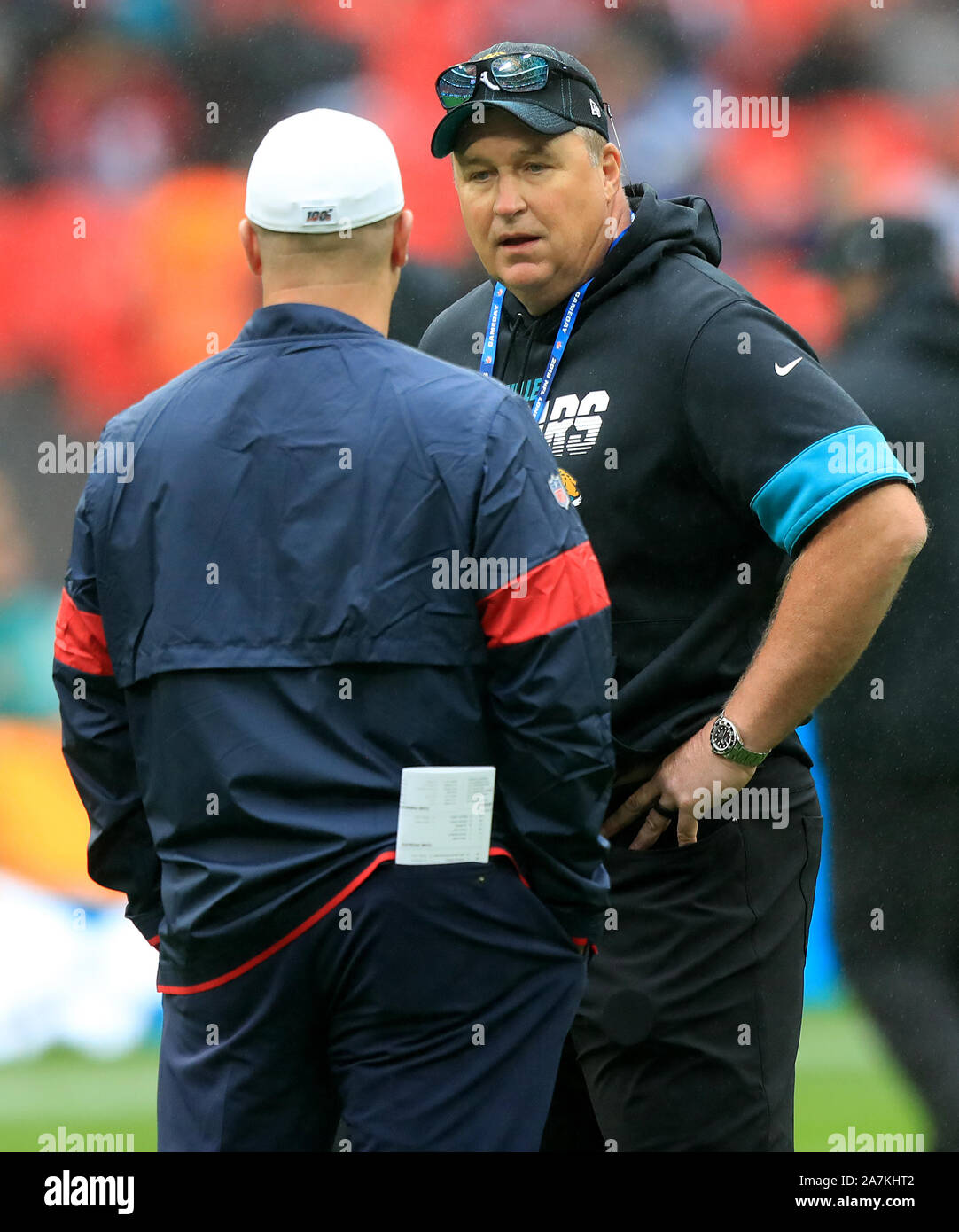 Jacksonville Jaguars head coach Doug Marrone prima della NFL serie internazionale corrisponde allo stadio di Wembley, Londra. Foto Stock