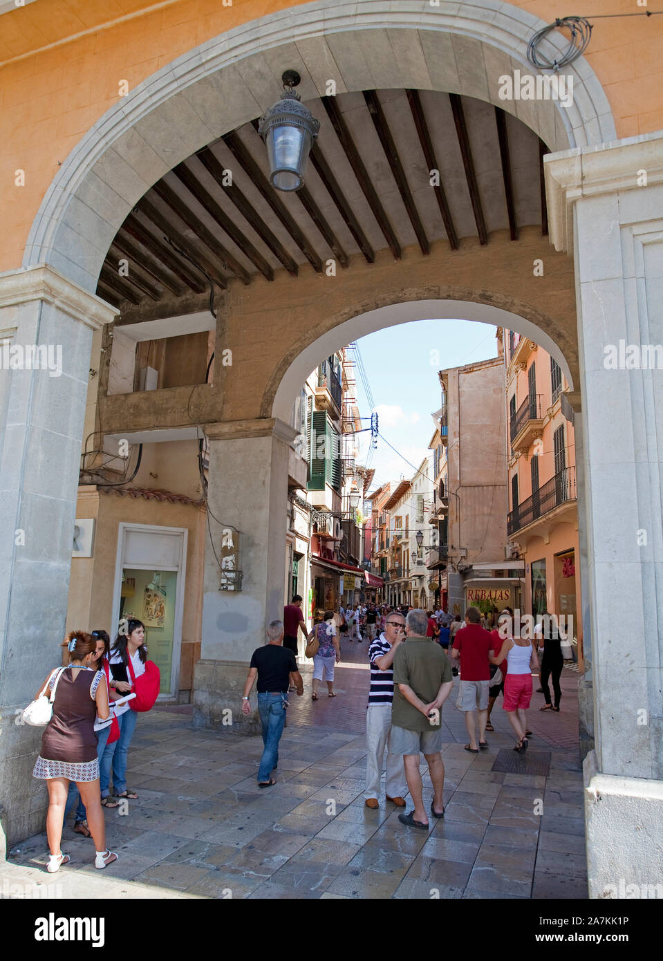 Placa Major, un luogo popolare nella città vecchia di Palma, Palma de Maiorca, isole Baleari, Spagna Foto Stock