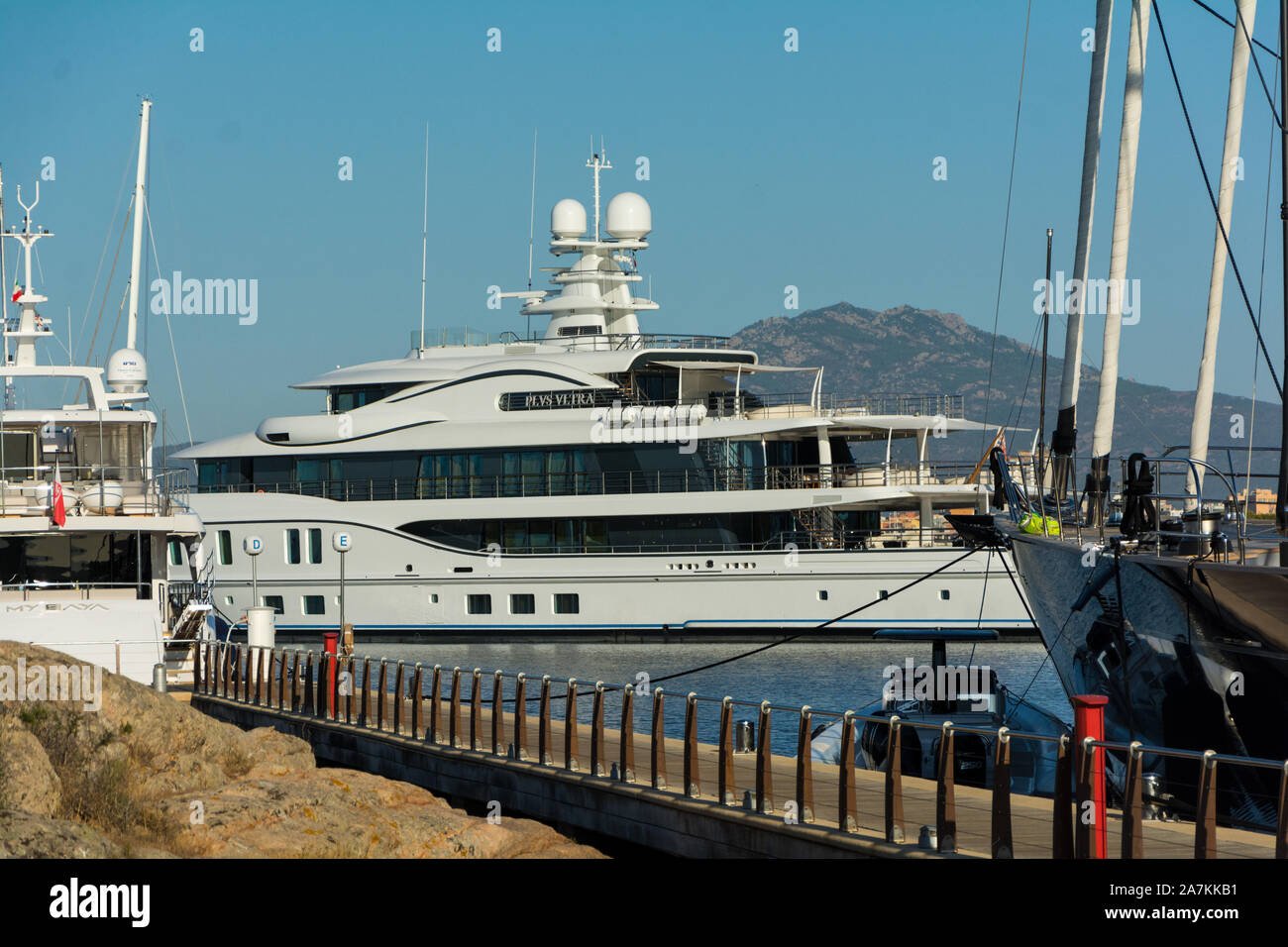 Olbia sardegna, 19 agosto 2019 : Maxy yacht al porto di Olbia Foto Stock