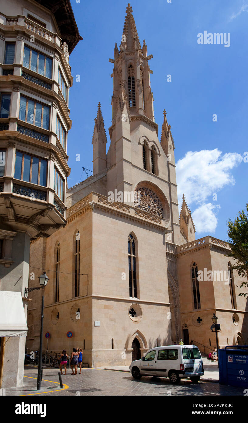 La chiesa di Santa Eulalia nella città vecchia di Palma, Palma de Mallorca, Maiorca, isole Baleari, Spagna Foto Stock