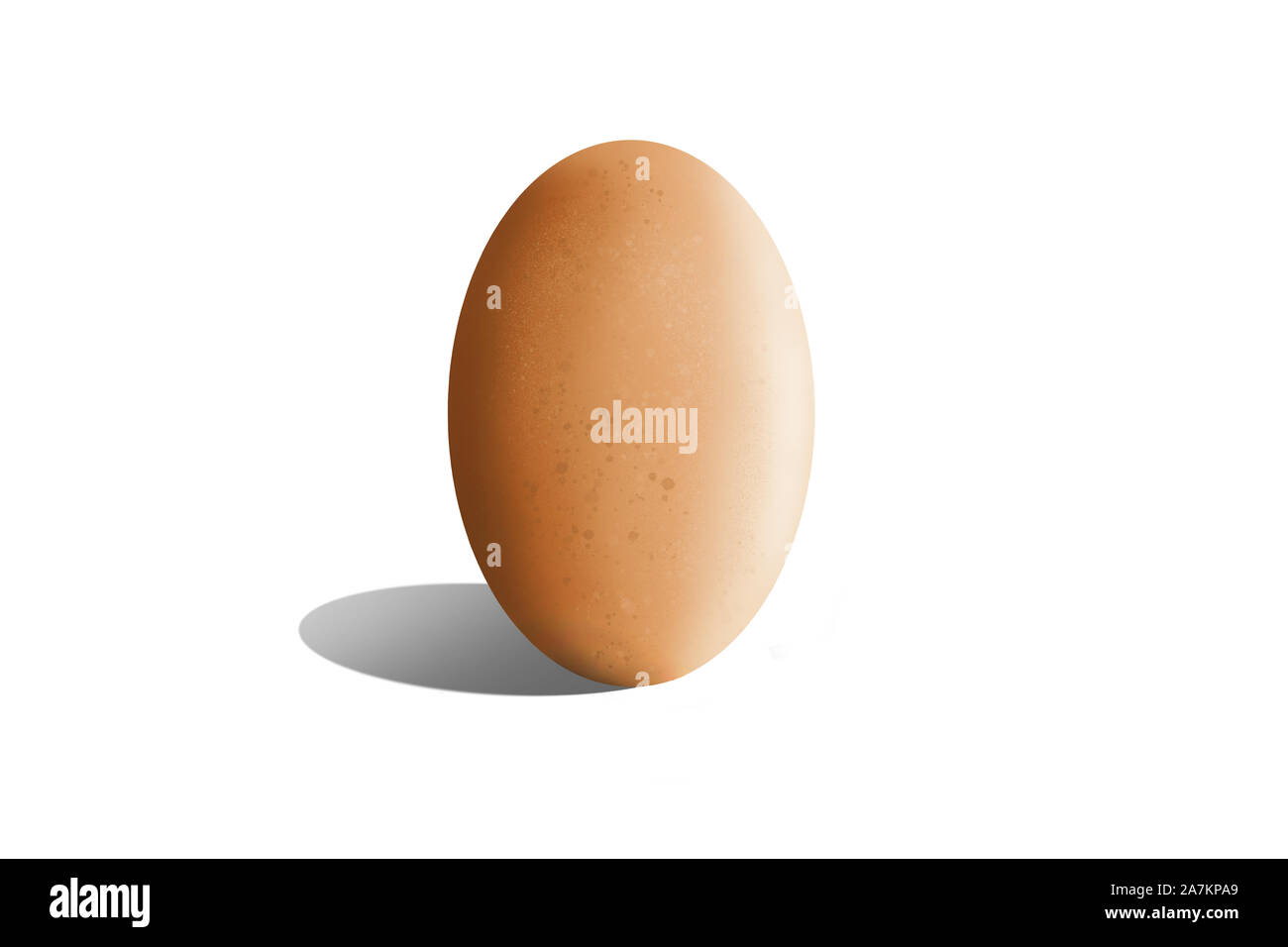 Illustrazione di un uovo di colore marrone con sfondo bianco. Foto Stock
