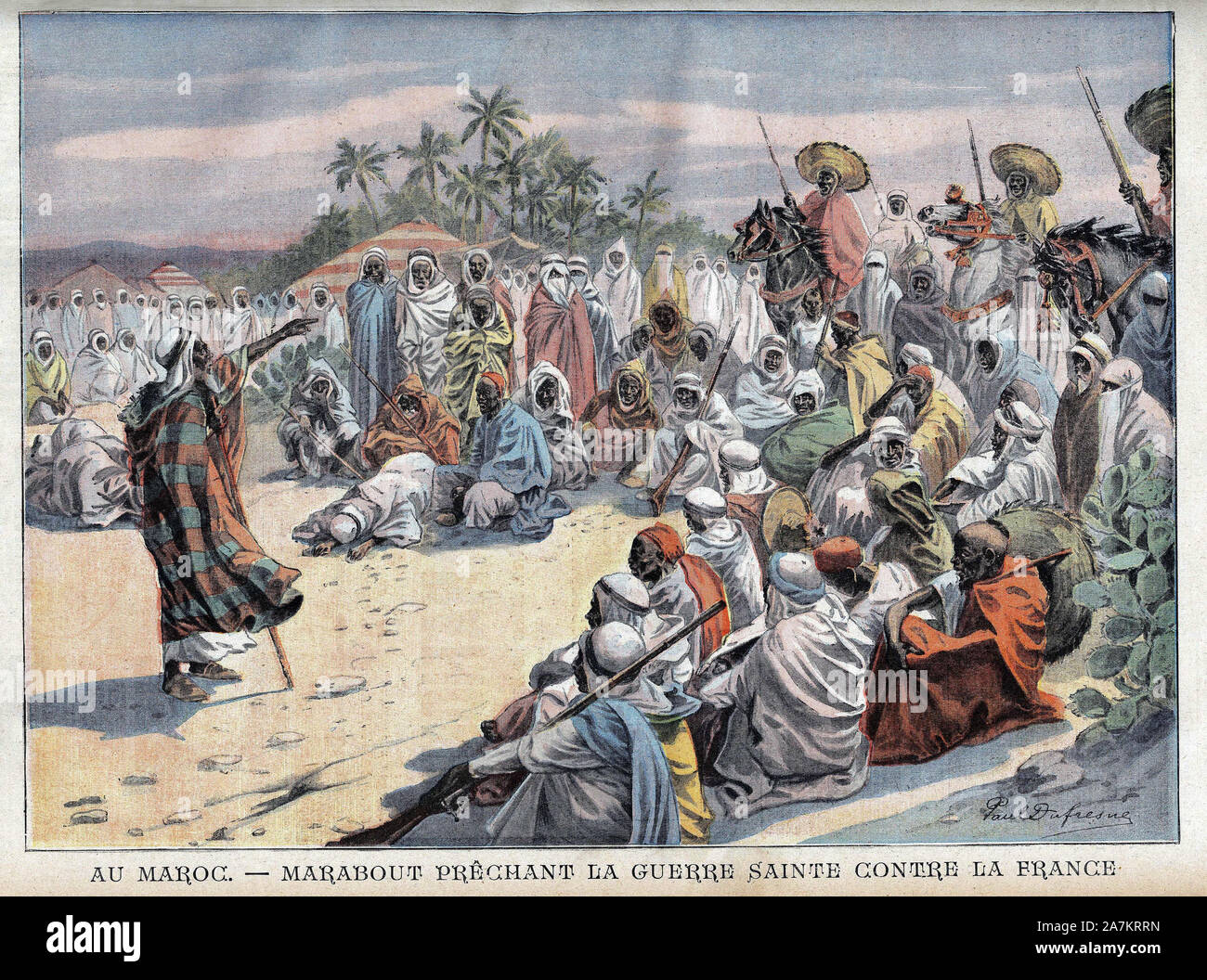 Au Maroc, l'hostilite contre les troupes de l'Armée Francaise grandit, favorisant la lutte Armée de tribus rebelles. Il rotocalco in "Le Petit Parisien", l Foto Stock