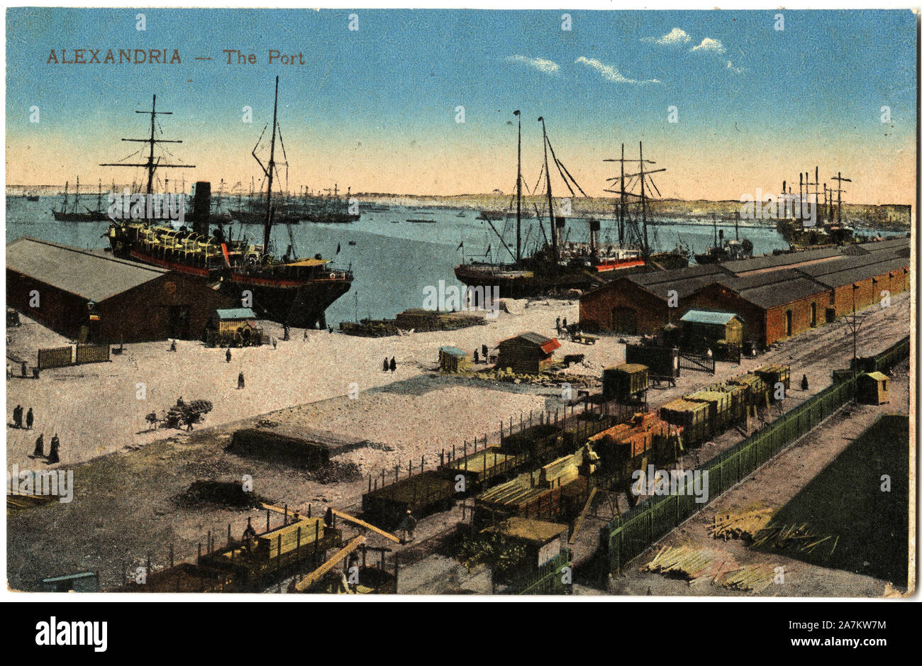 Le port d'alexandrie, Egypte. Carte postale de la collezione de . . Foto Stock