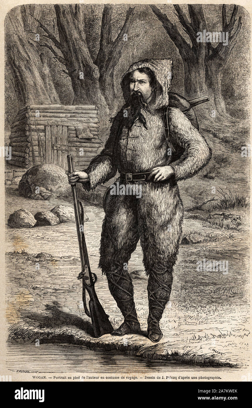 Portrait du Docteur Henri (Heinrich) Barth (1821-1865), explorateur allemand, en costume de voyage. Dessin de Jules Pelcoq, pour illustrer le voyage d Foto Stock