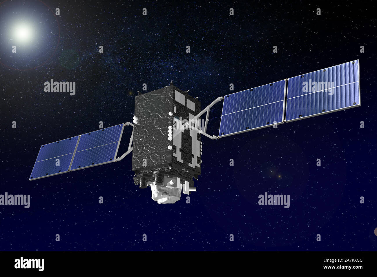 Spazio satellite in spazio scuro. Gli elementi di questa immagine sono state arredate dalla NASA. Foto Stock