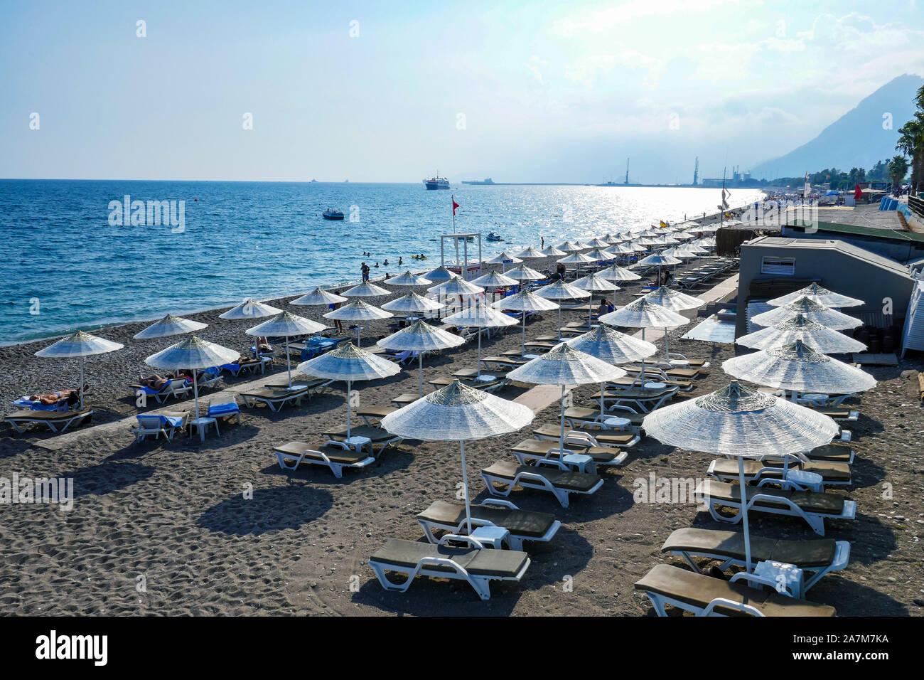 Antalya, Konyaalti, turco destinazione di vacanza, Turchia Costa turchese, Mare Mediterraneo, Foto Stock