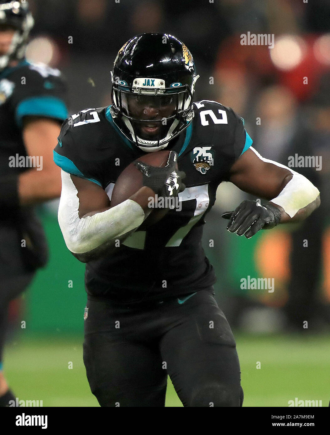 Jacksonville Jaguars Leonard Fournette durante la NFL serie internazionale corrisponde allo stadio di Wembley, Londra. Foto Stock