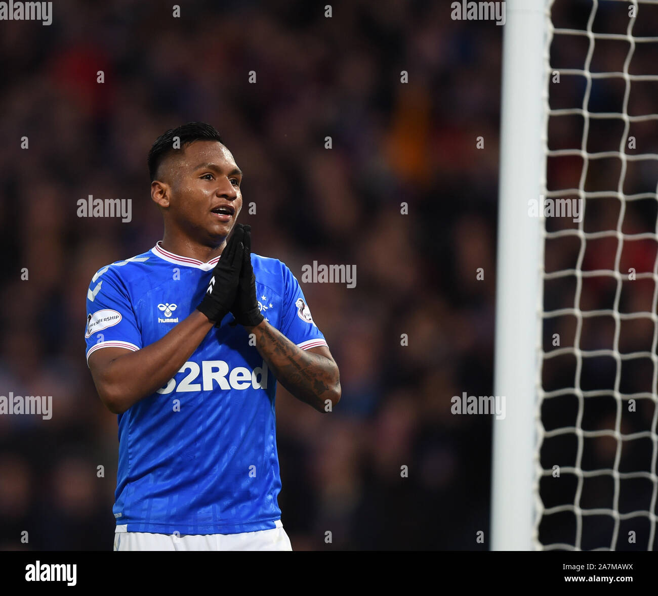 Hampden Park, Glasgow. La Scozia, Regno Unito. 3 Novembre, 2019. Betfred, Scottish League Cup Semi Finale. Rangers vs cuori . Rangers obiettivo due hero avanti colombiano, Alfredo Morelo Credito: eric mccowat/Alamy Live News Foto Stock