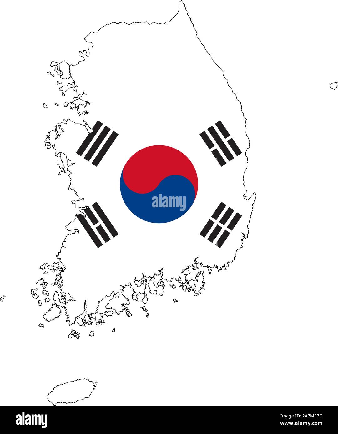 Corea del Sud mappa vettore di bandiera lo sfondo dell'illustrazione - perfetto per un simbolo,segno,sfondi e adesivi. Illustrazione Vettoriale