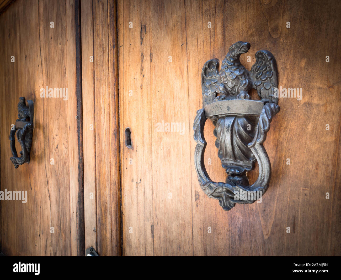 Porta di antiquariato respingente conformata come EAGLE. Foto Stock