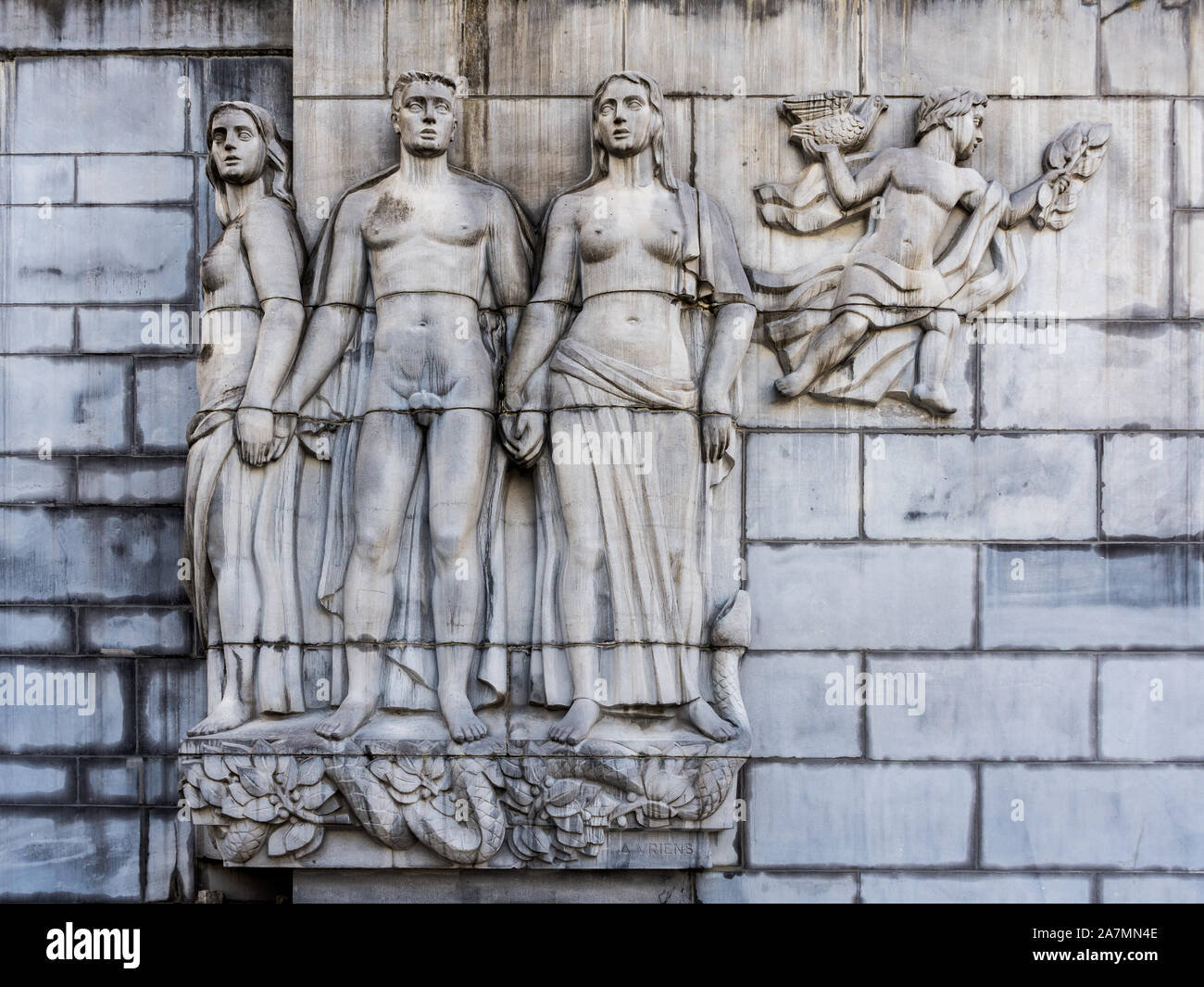Memoriale per gli ebrei belga (vittime di guerra) - Mont des Arts, Bruxelles, Belgio. Foto Stock