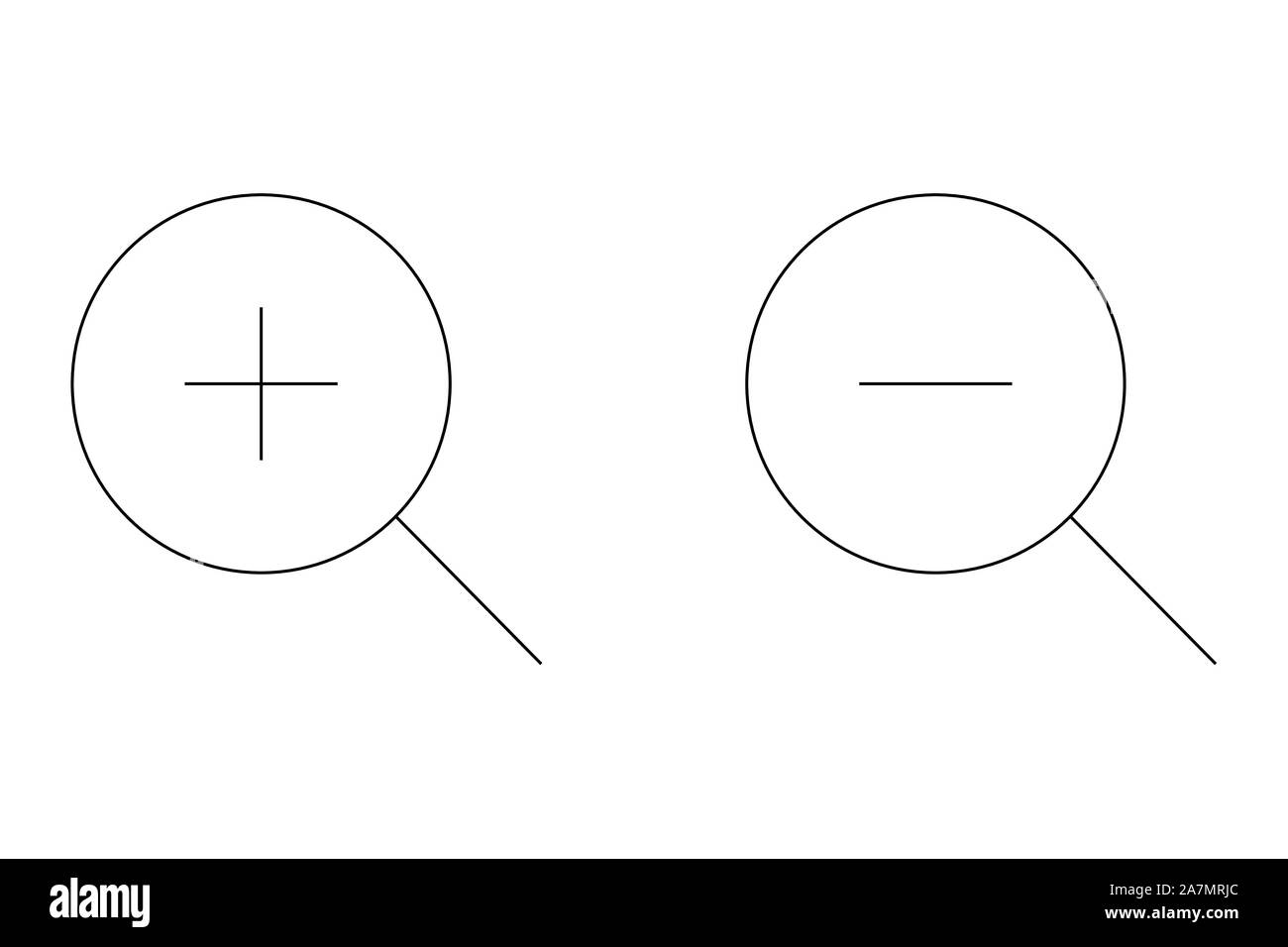 Zoom in e zoom out icone set di vettore - ingrandire,ridurre illustrazione Illustrazione Vettoriale