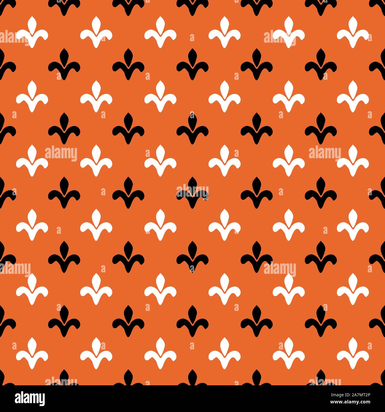 Fleur de Lis texture di sfondo - Seamless pattern illustrazione vettoriale. Arancione, il bianco e nero. Illustrazione Vettoriale