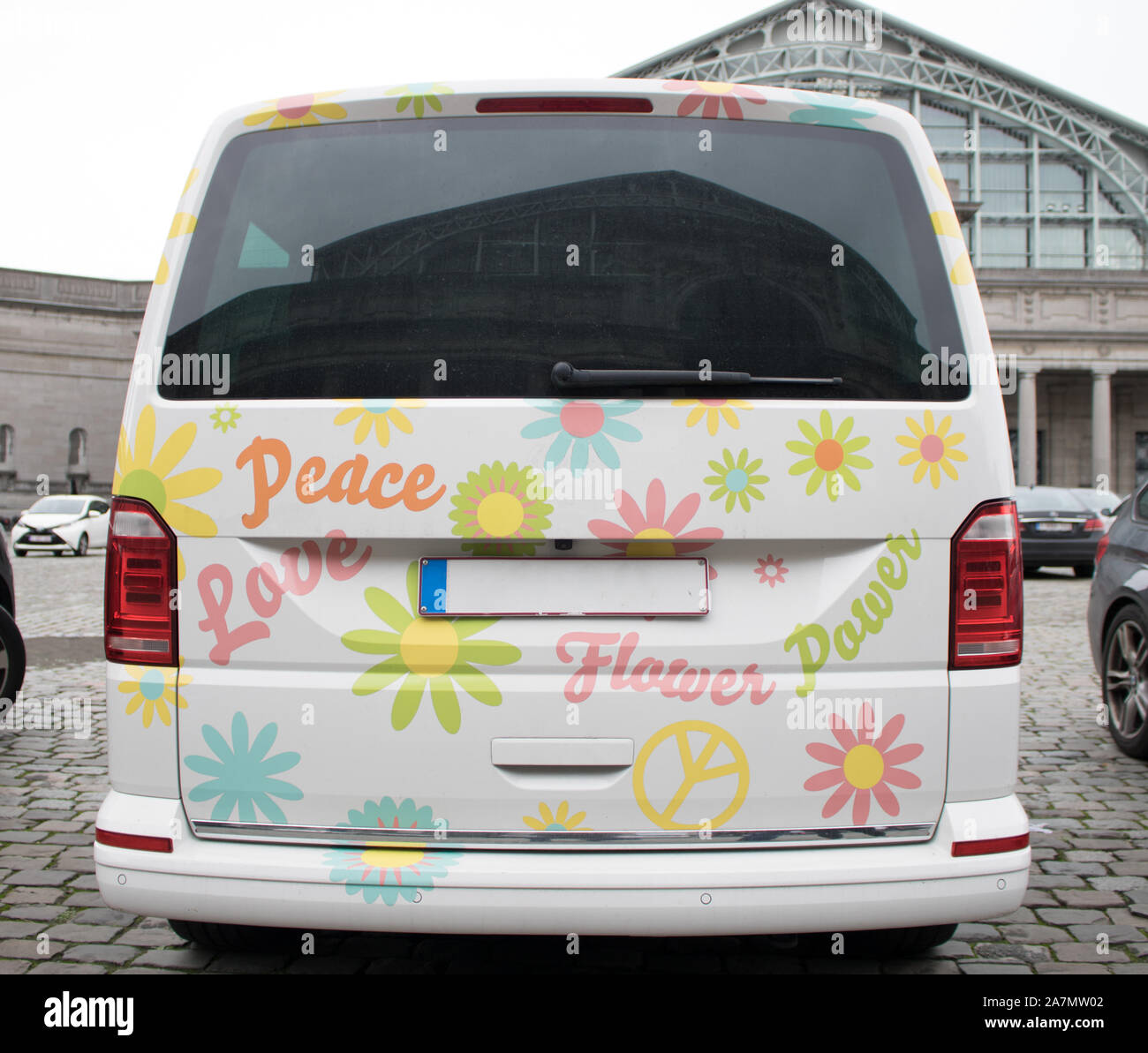 Licenza Vuoto piastra sul retro di una cara Foto Stock