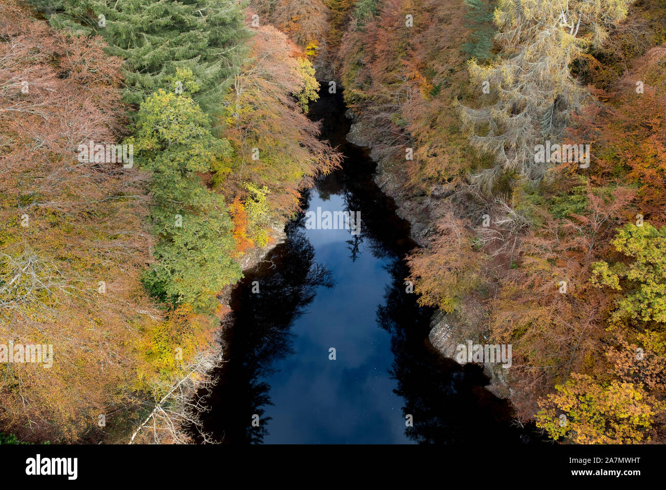 Il fiume Garry nel Pass di Killiecrankie vicino Pitlochry, Perthshire Foto Stock