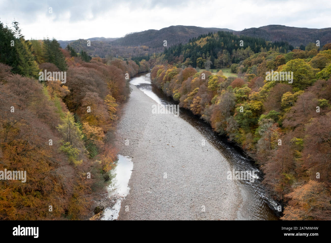 Il fiume Garry nel Pass di Killiecrankie vicino Pitlochry, Perthshire Foto Stock
