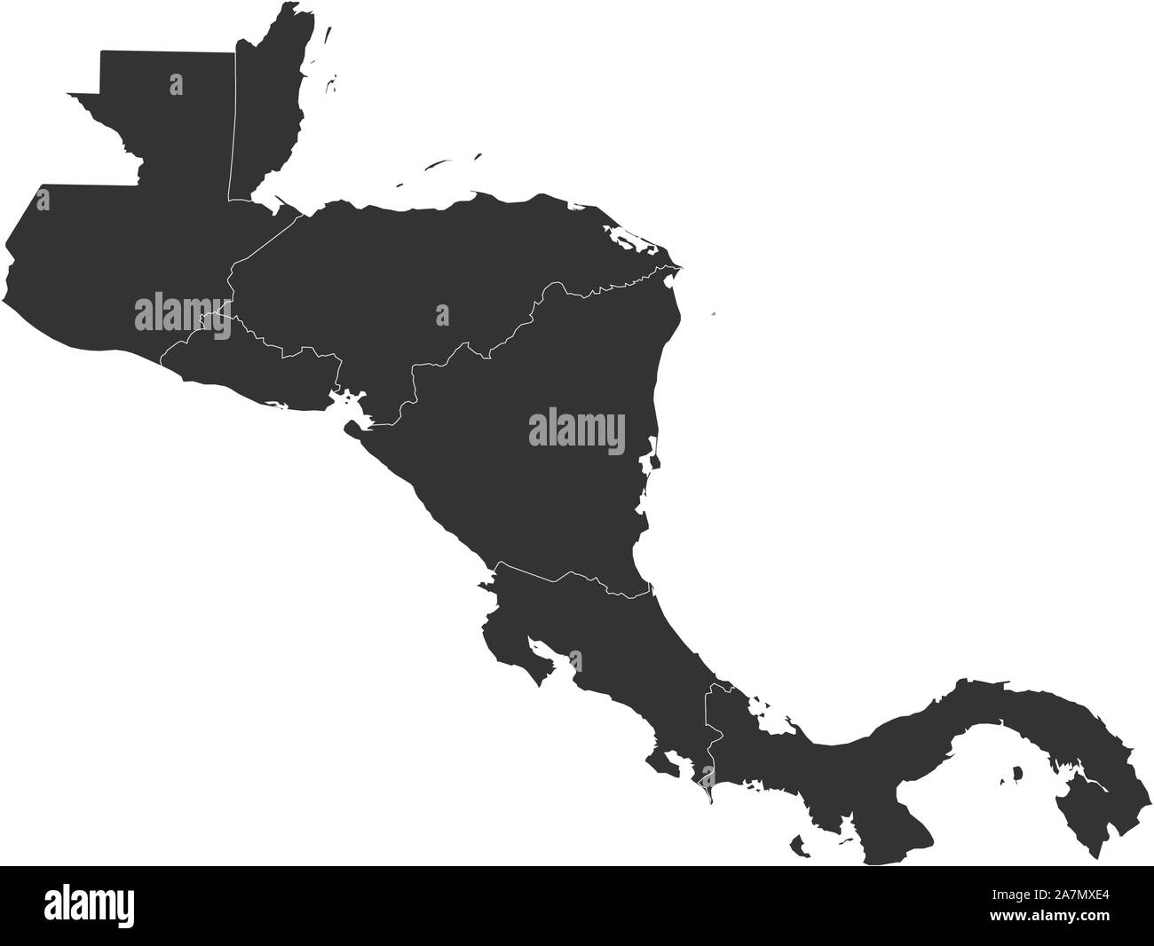 Geografico di paesi dell America centrale mappa con i confini illustrazione vettoriale Illustrazione Vettoriale