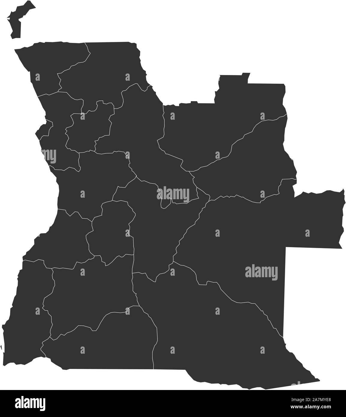 Angola province mappa con i confini illustrazione vettoriale. Colore grigio. Illustrazione Vettoriale
