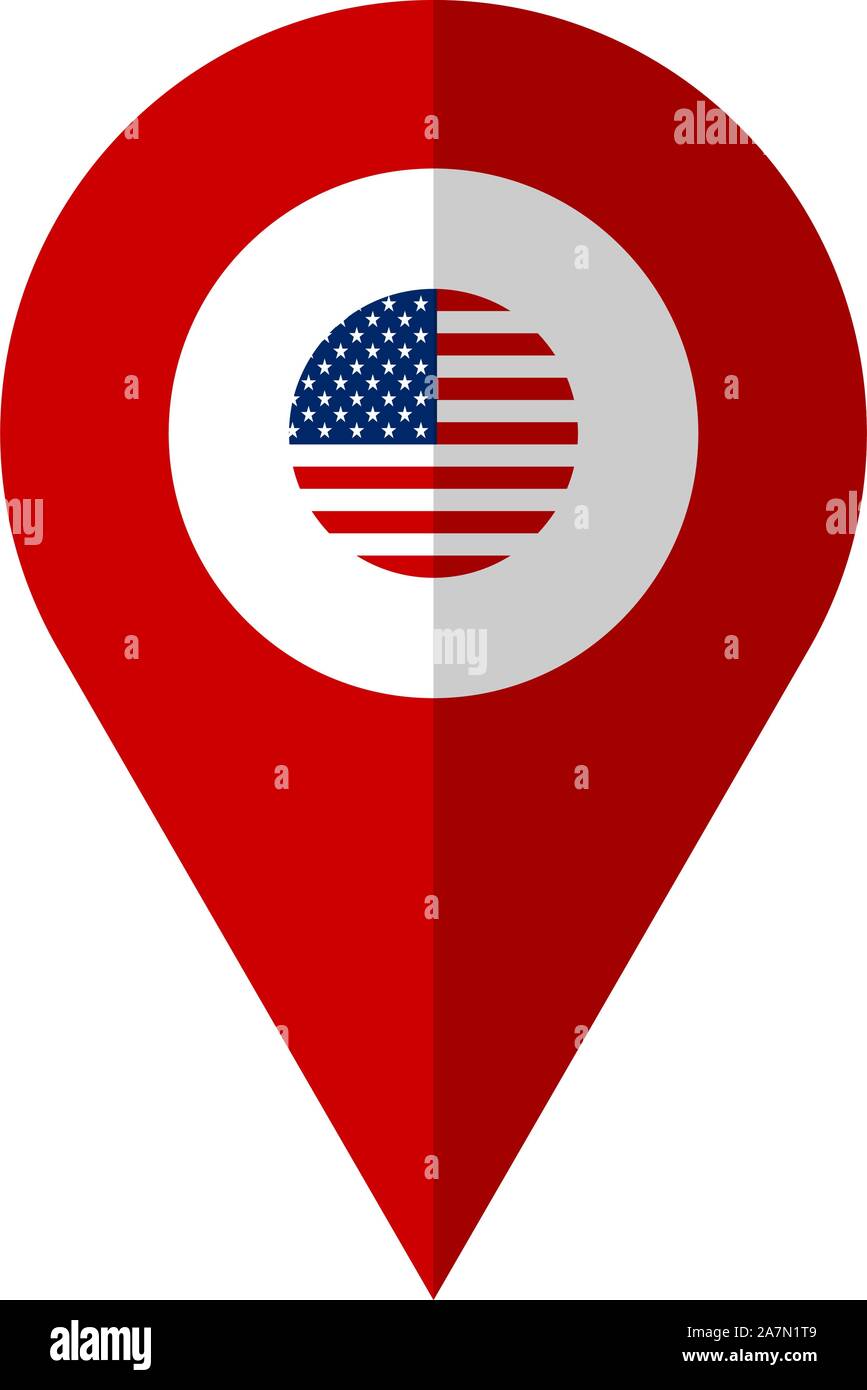 Noi bandiera mappa della posizione pin illustrazione vettoriale. Stati Uniti d'America. Illustrazione Vettoriale