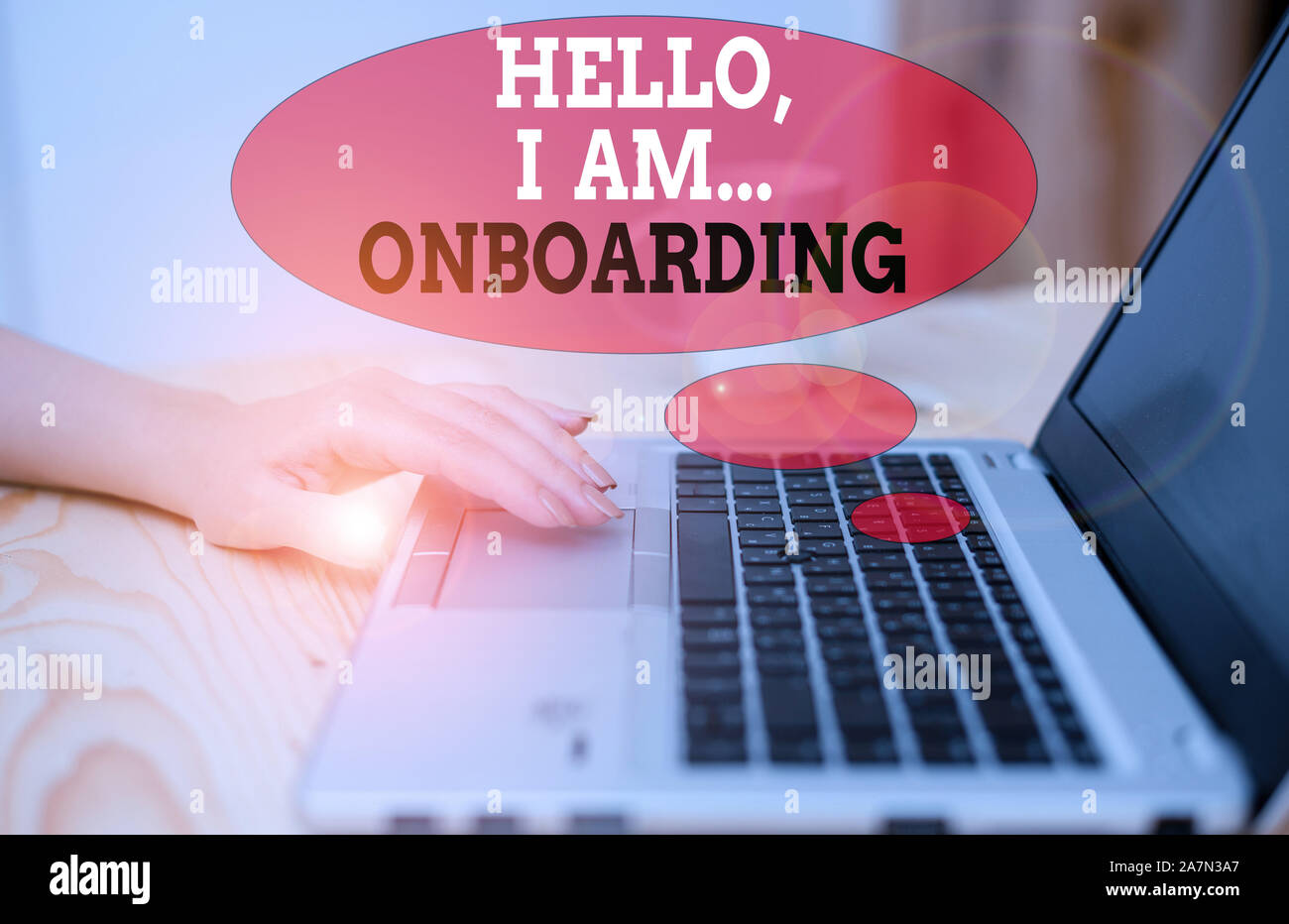 Scrittura testo Ciao io sono attività di onboarding. Foto concettuale raccontando dimostrando che siete a bordo di una nave o aereo Foto Stock