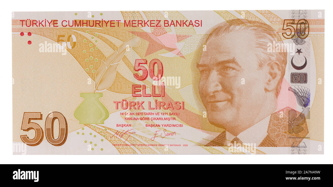 Banconote in turco, Lira turca sul lato anteriore Foto Stock