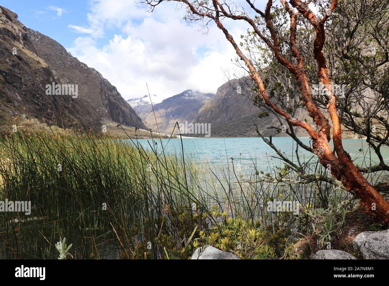 Llanganuco Laguna, Ancash, Perù Foto Stock