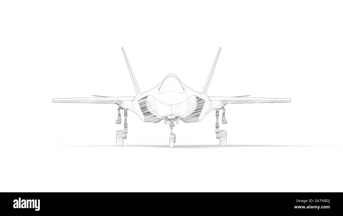 Moderni jet da combattimento 3d rendering isolato in uno sfondo bianco Foto Stock