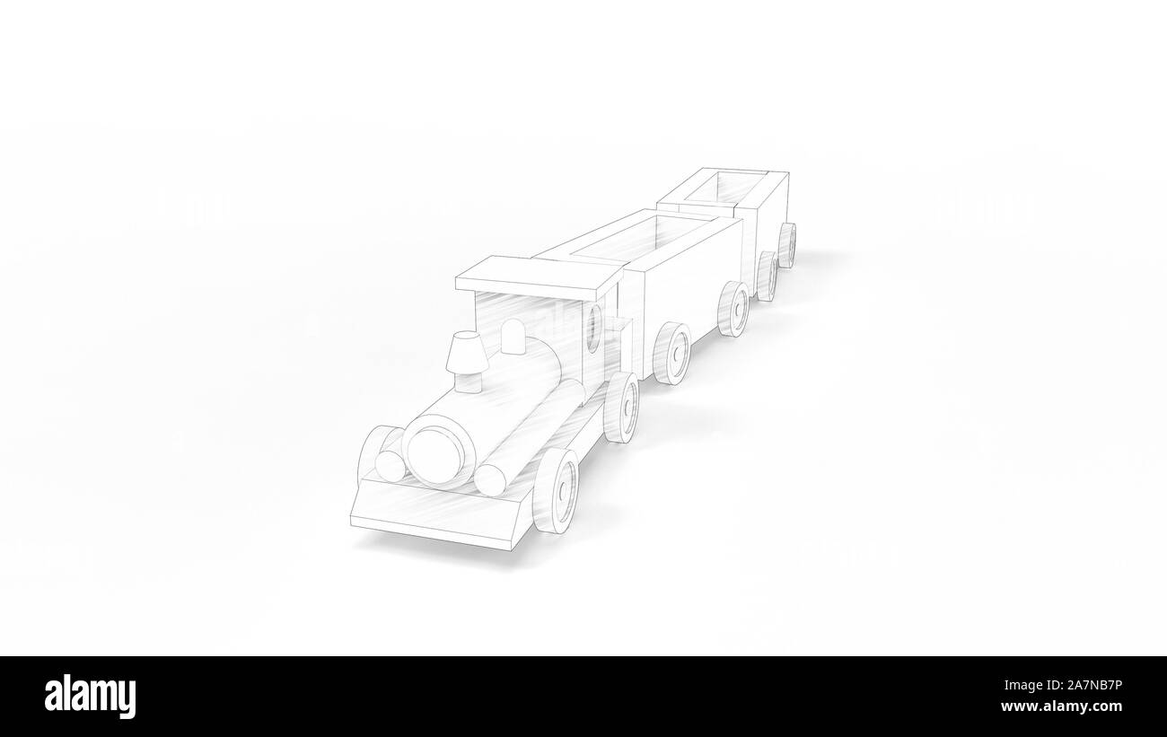 3D rendering di un trenino con carri isolati su sfondo bianco Foto Stock