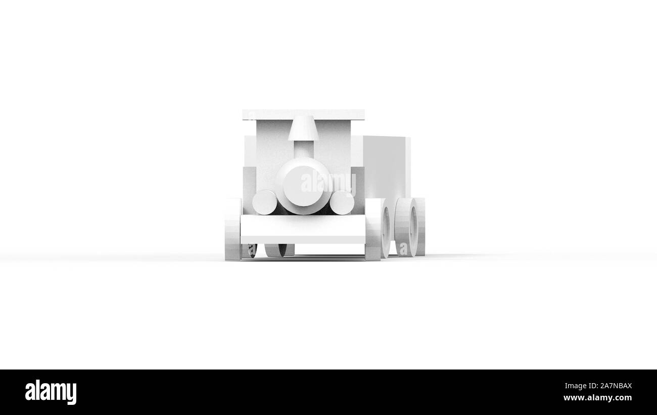 3D rendering di un trenino con carri isolati su sfondo bianco Foto Stock