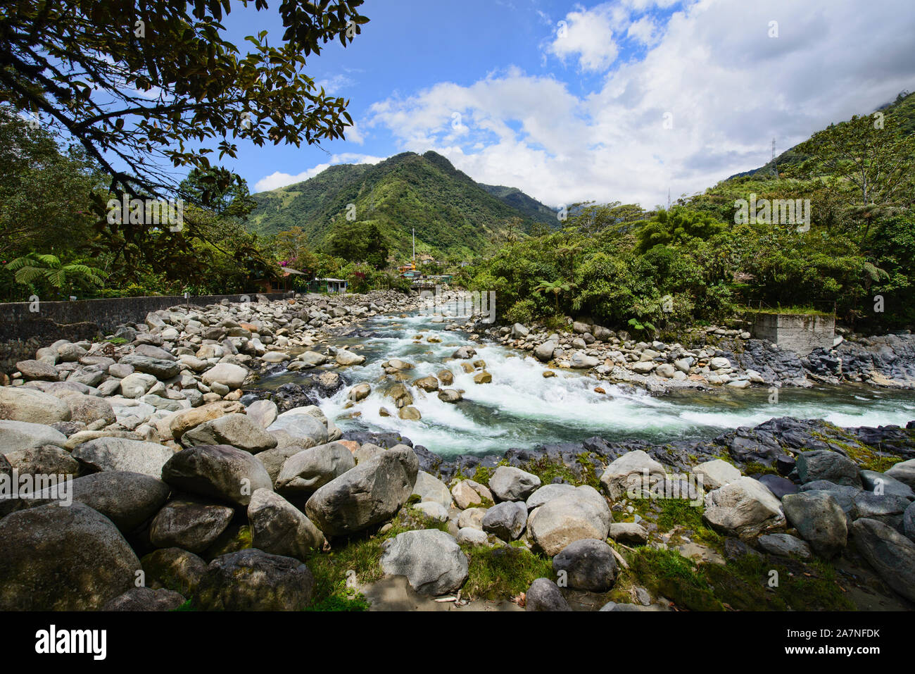 Presso la splendida Paílón Del Diablo cascata, Baños de Agua Santa, Ecuador Foto Stock