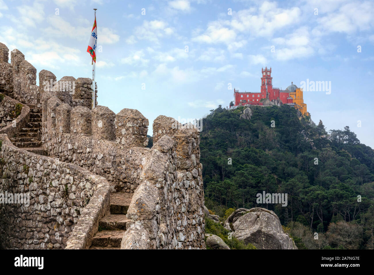 Castelo dos Mouros, Sintra, Lisbona, Portogallo, Europa Foto Stock
