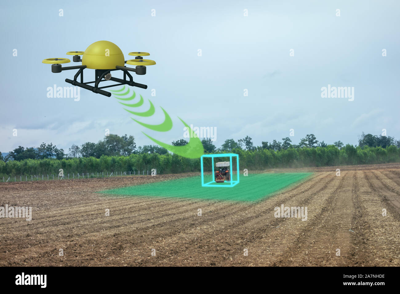 Drone per agricoltura, drone utilizzare per vari campi come analisi di ricerca, sicurezza,salvataggio, terreno la tecnologia di scansione, monitoraggio di idratazione del suolo ,yie Foto Stock