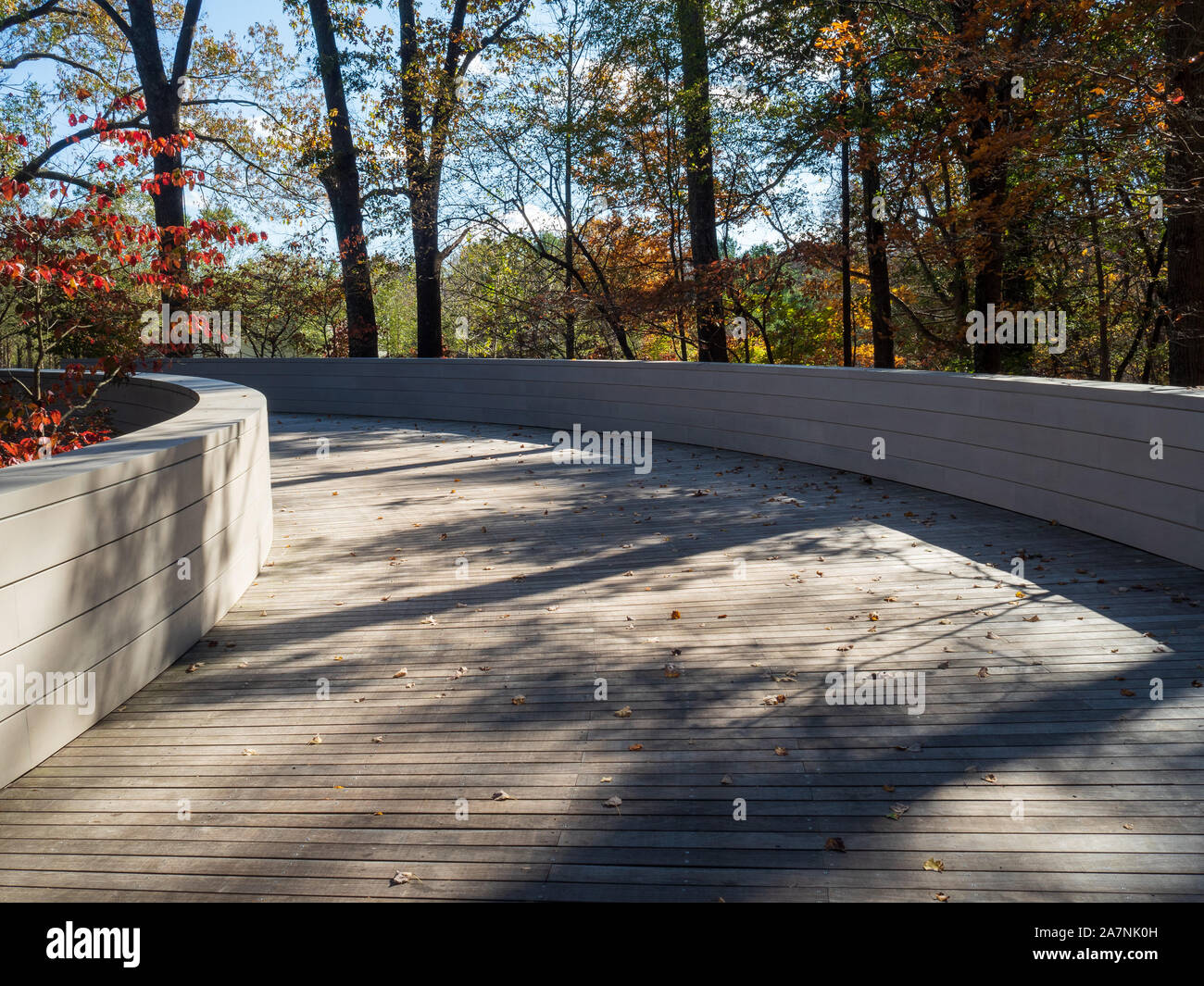 Curvo ponte in legno in autunno Foto Stock