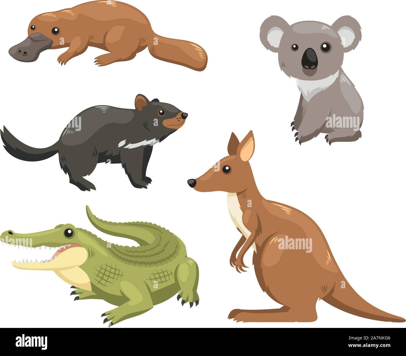 Set di animali Australiani. Illustrazione Vettoriale