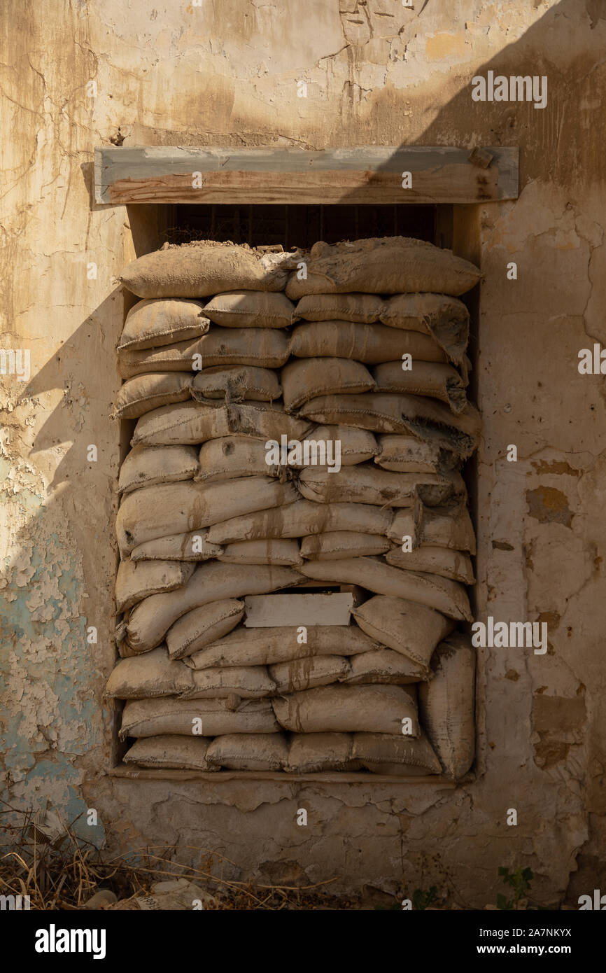 Zona tampone Cipro-Turchia o "linea verde", nota anche come linea Attila, controllata dalla forza di pace delle Nazioni Unite. Cipro. Foto Stock