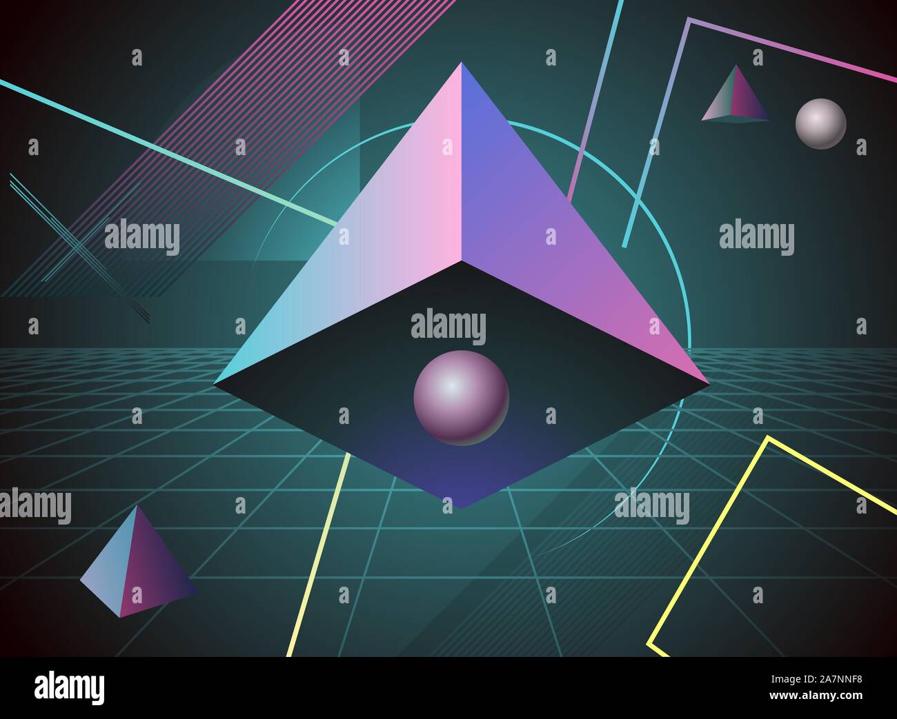 80s piramide sfondo rétro Illustrazione Vettoriale
