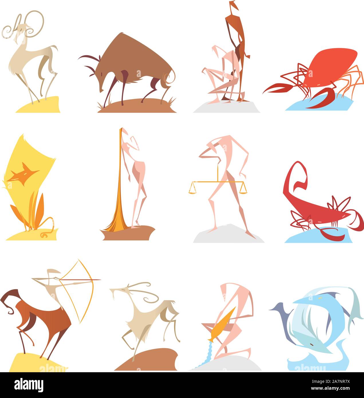 Dynamic zodiac simboli icona Illustrazione Vettoriale