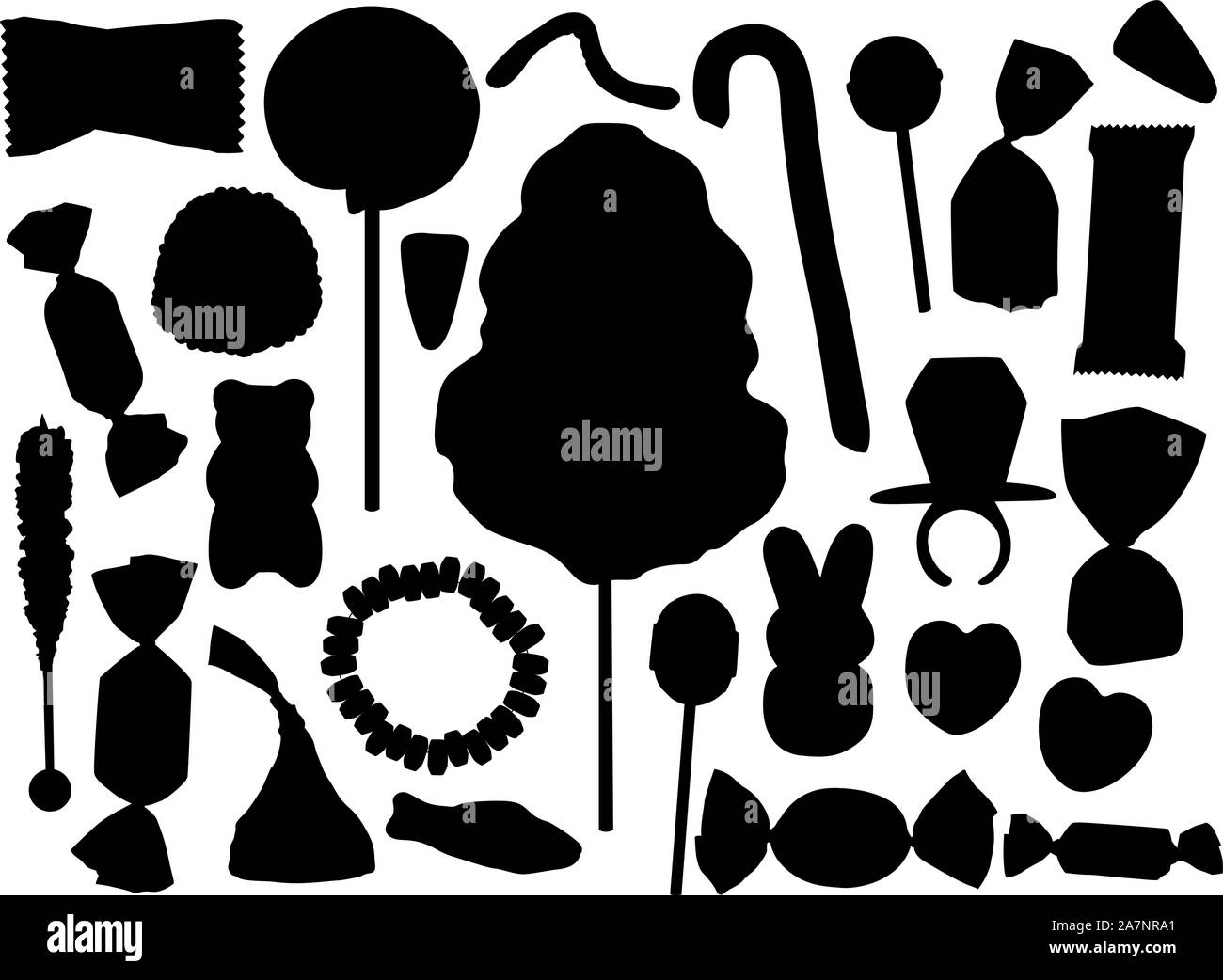 Dolci dessert silhouette nera vettore Illustrazione Vettoriale