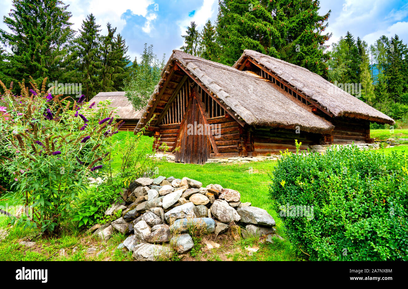 Il vecchio villaggio celtico situato in Uttendor-Stoanabichl, Austria Foto Stock