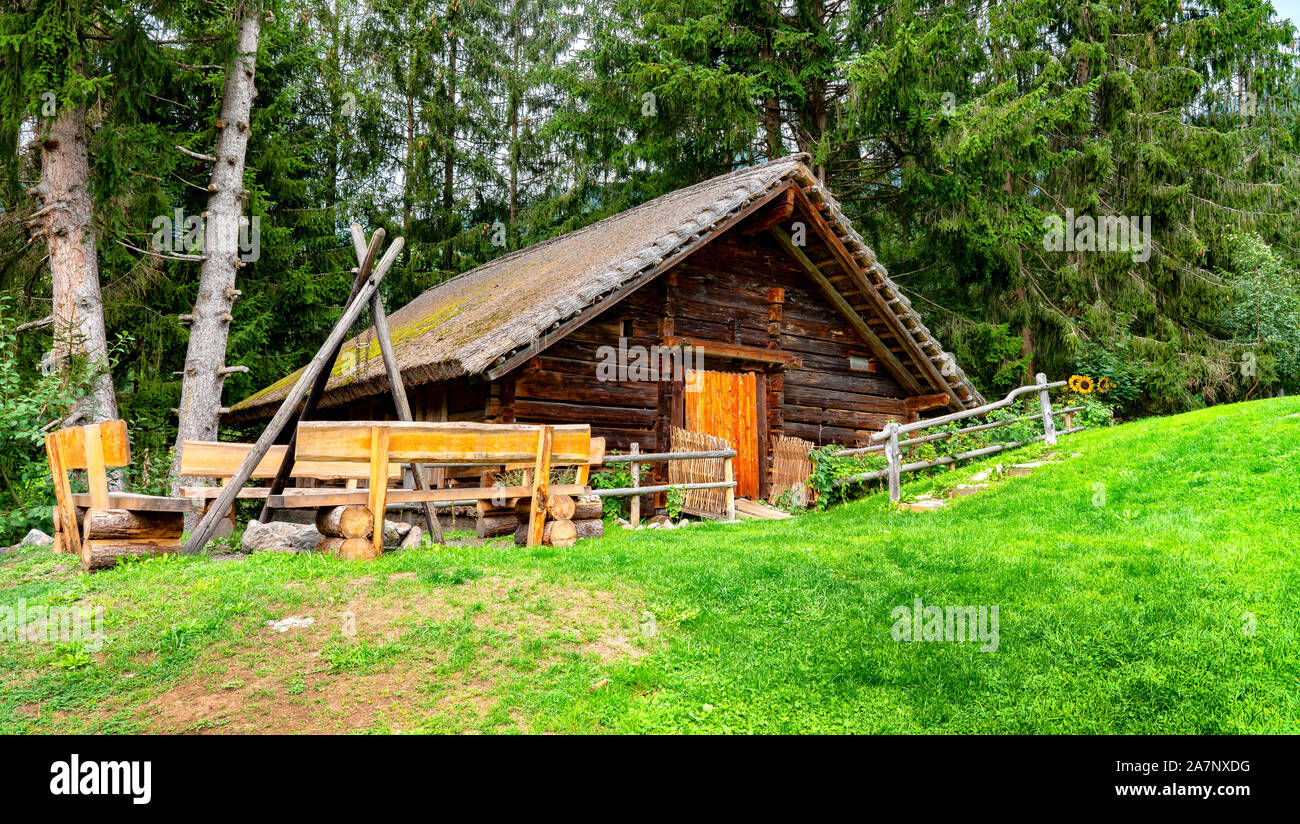 Il vecchio villaggio celtico situato in Uttendor-Stoanabichl, Austria Foto Stock