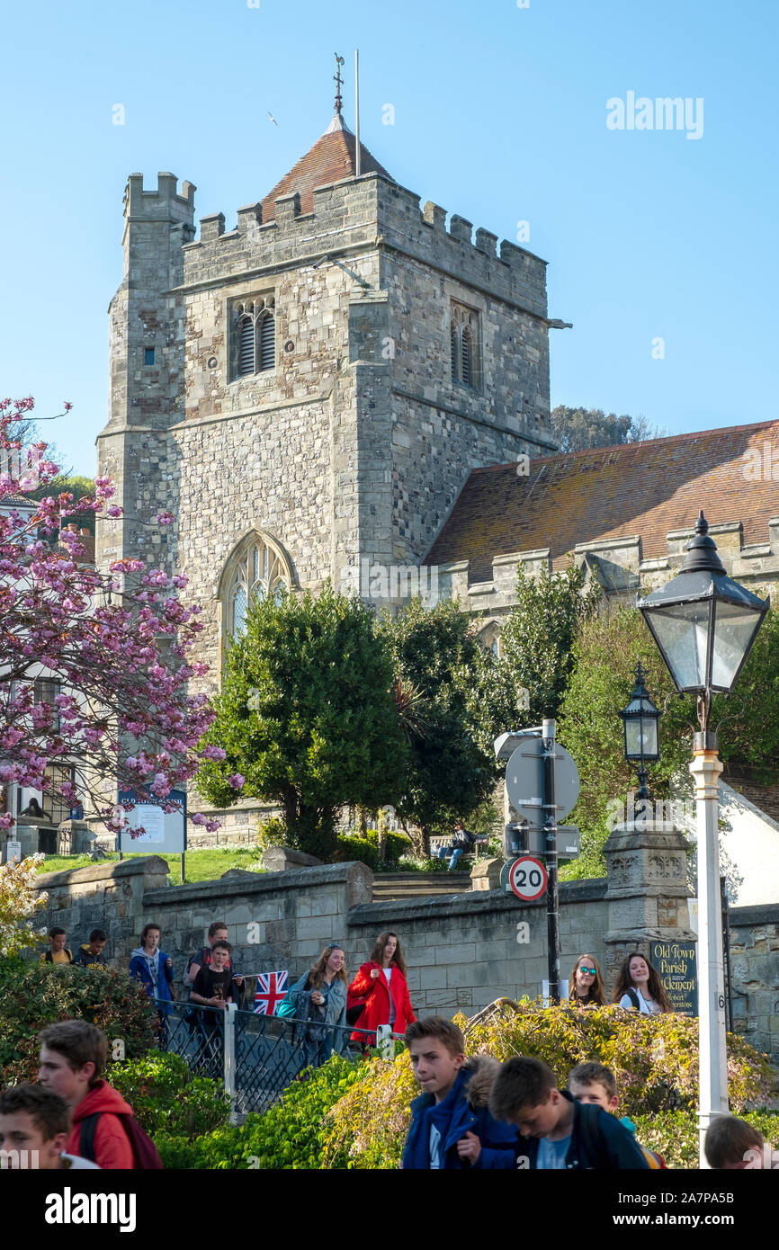 San Clemente Chiesa, Hastings Old Town, molla, East Sussex, Regno Unito Foto Stock