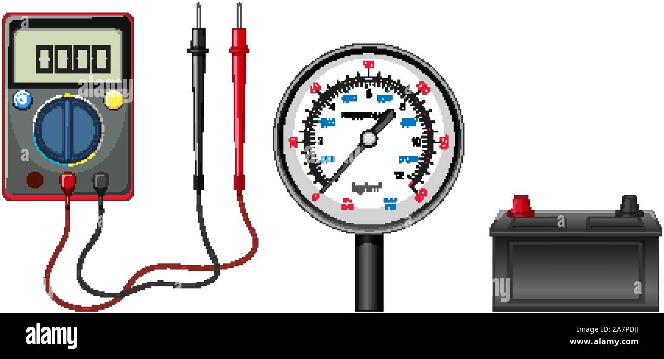 Batteria e scale di misura illustrazione Illustrazione Vettoriale
