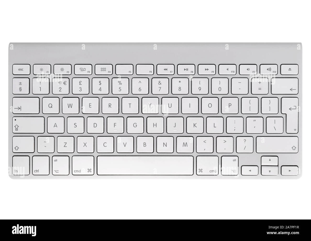 Tastiera wireless Apple su sfondo bianco Foto Stock
