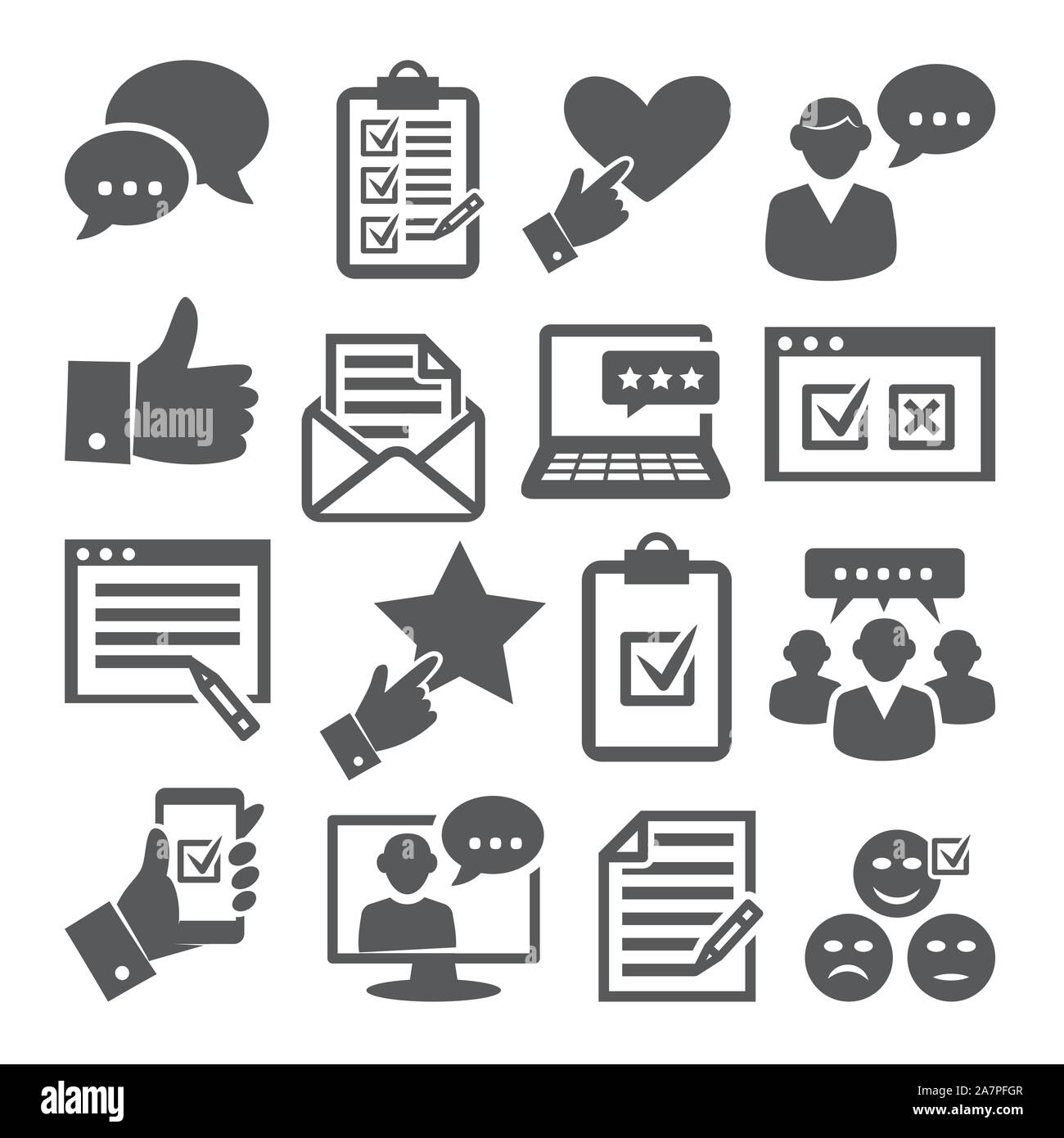 Sondaggio set di icone su sfondo bianco Illustrazione Vettoriale