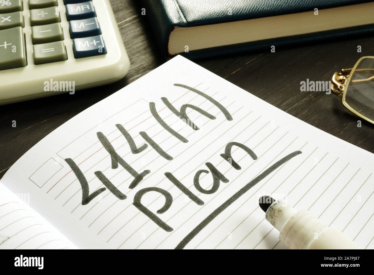 414h piano firma manoscritta. Pianificazione del pensionamento. Foto Stock
