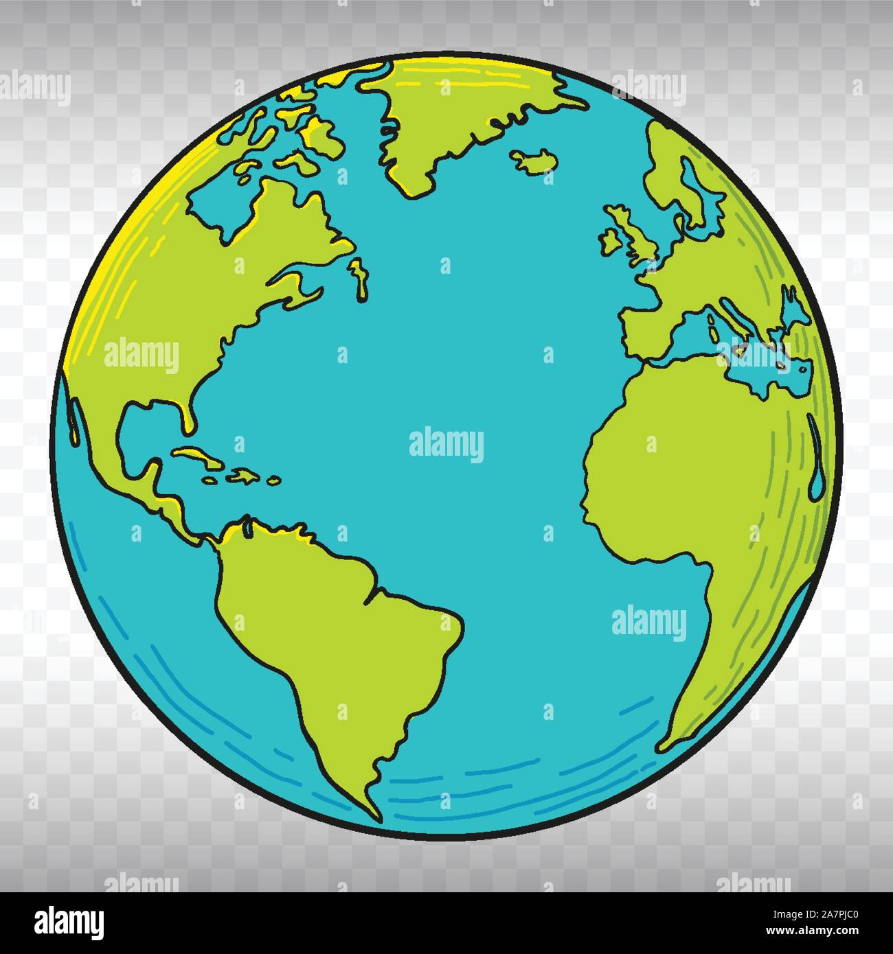 Disegnata a mano il pianeta Terra illustrazione vettoriale con sfondo trasparente. Illustrazione Vettoriale