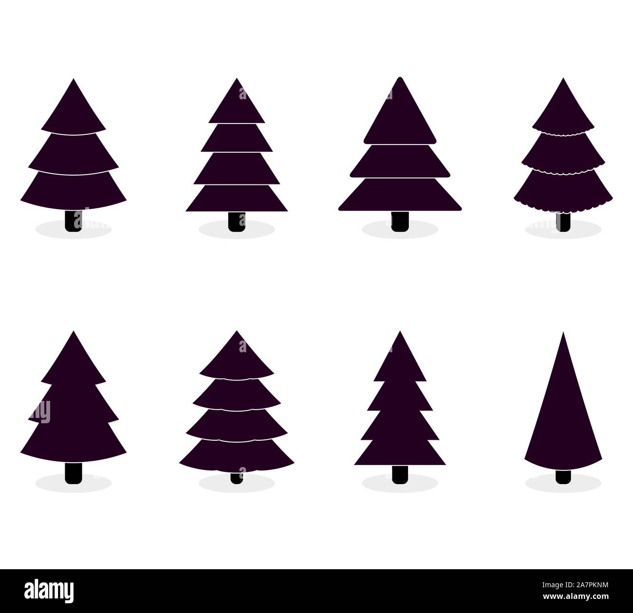 Albero di natale in bianco e nero al colore holiday design. Albero di natale, verde xmas forma illustrazione Illustrazione Vettoriale