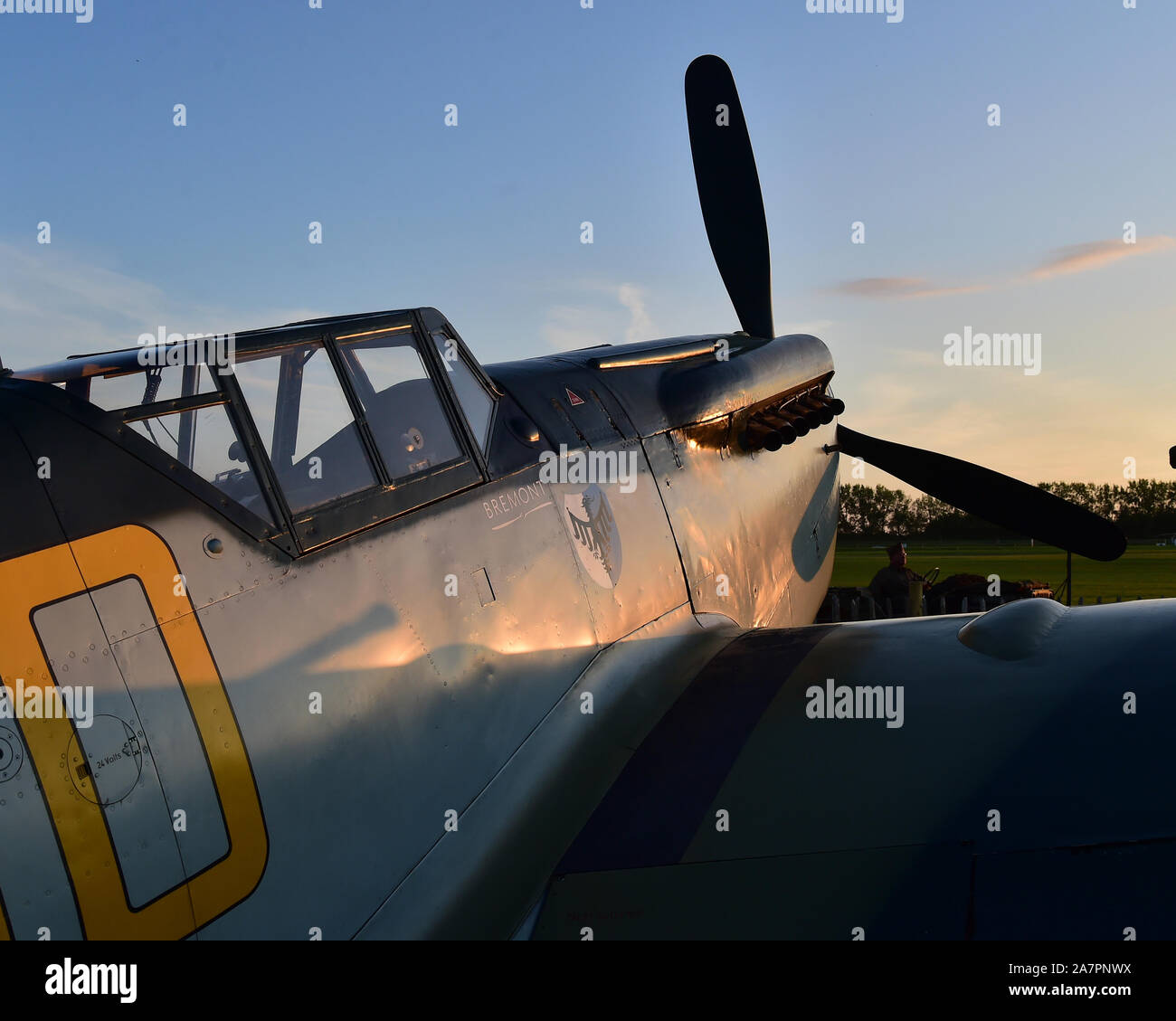 Hispano HA1112MIL Buchon, Freddie marzo spirito di aviazione, Goodwood 2019, settembre 2019, automobili, automobili, il circuito da corsa, Classic, competi Foto Stock