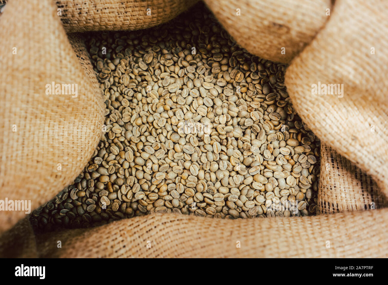 Borsa di materie i chicchi di caffè Foto Stock